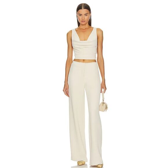 L'Academie Pants - L’Academie Wide-Leg Pant in Sand Beige Size S